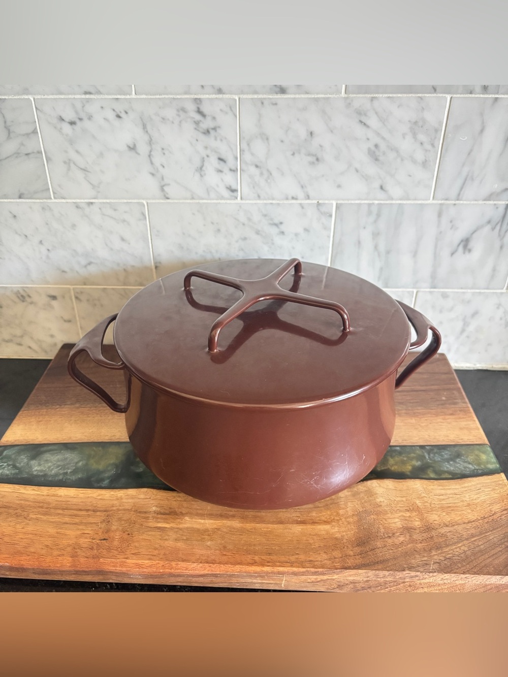 Vintage Dansk Kobenstyle 2QT Chocolate Brown Enamel Casserole Dish